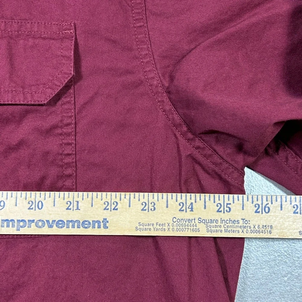 Wrangler Premium Quality Button Down Shirt Men's XL Short Sleeve‎ Burgundy